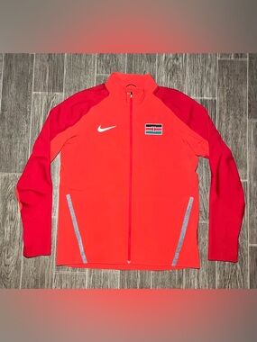 Nike Kenya National Team Jacket Mens Large Red Olympics Running Track Field